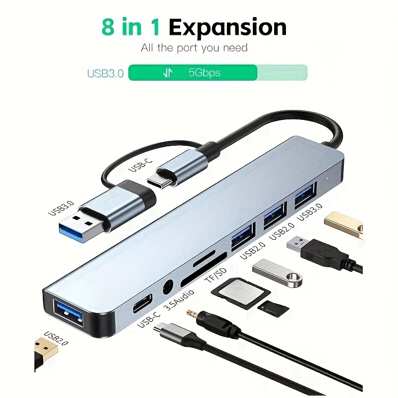 Hub USB 8 en 1