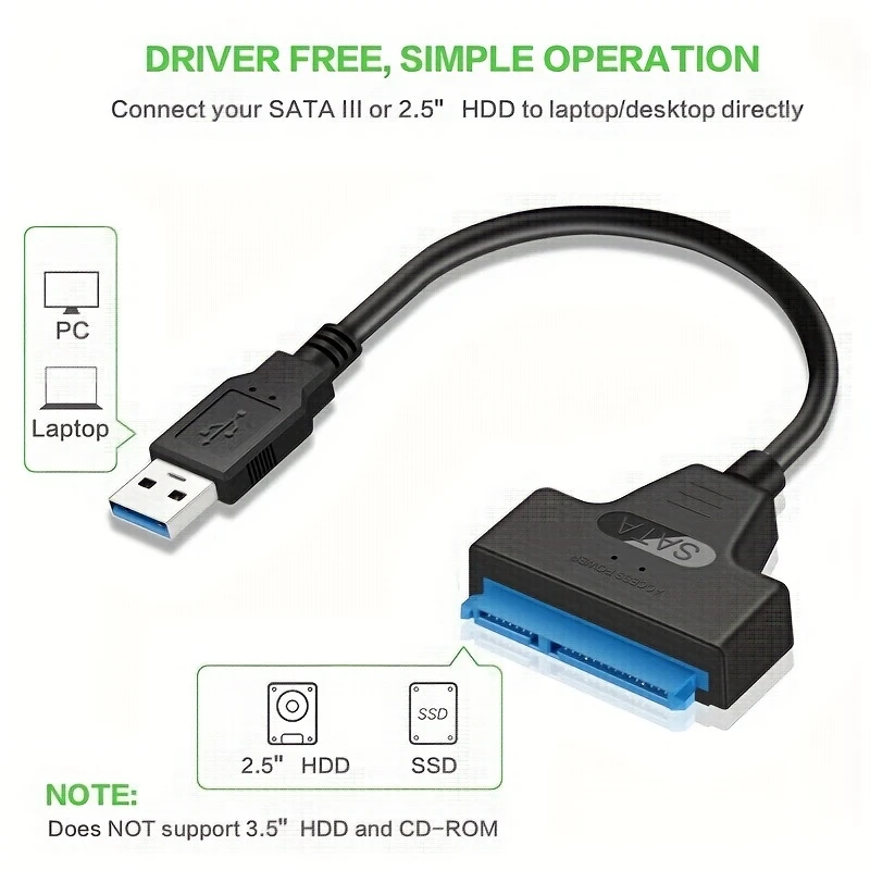Adaptador SATA a USB 3.0 (2.5” / 3.5”)